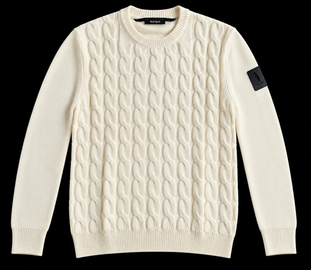 Maglione REFRIGUE Girocollo vaniglia a trecce