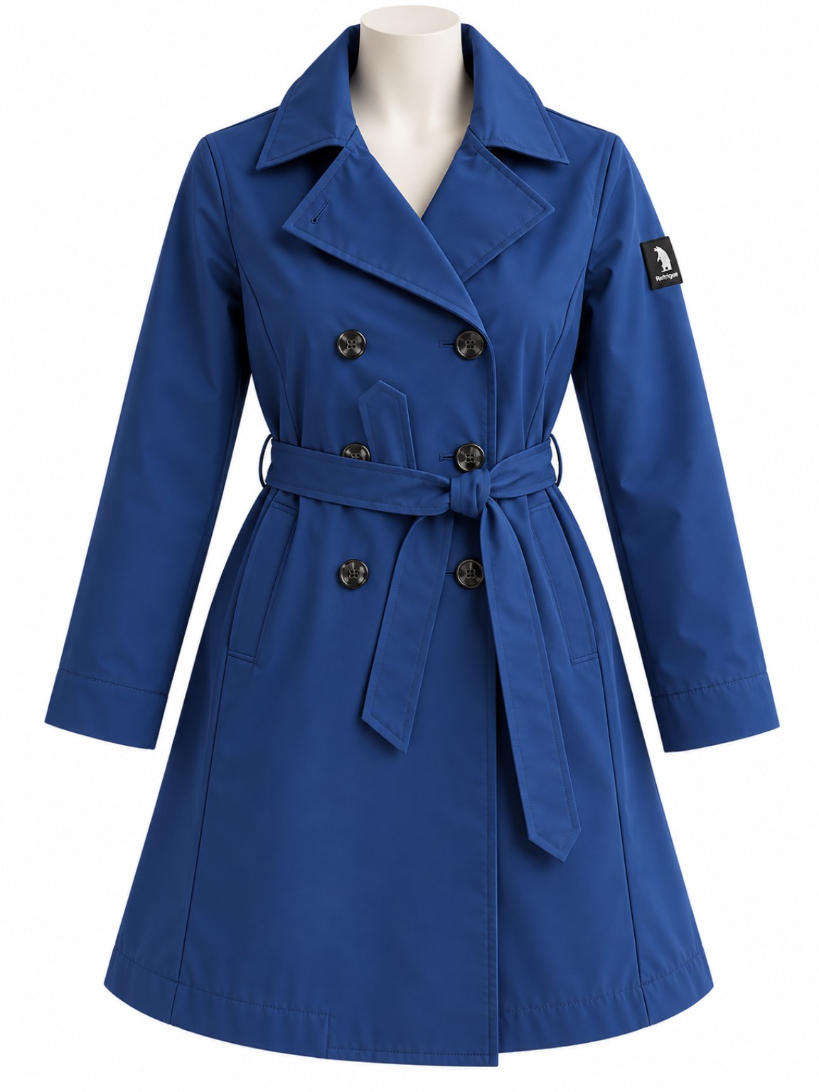 REFRIGUE HILDA trench Navy, vista frontale su manichino