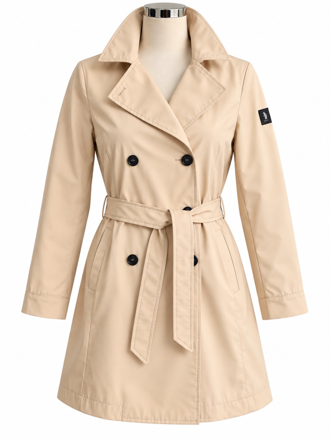 REFRIGUE HILDA trench BUTTER, vista frontale su manichino