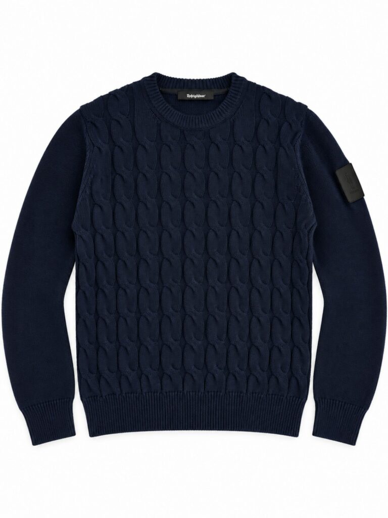 Maglione REFRIGUE Girocollo blu navy a trecce