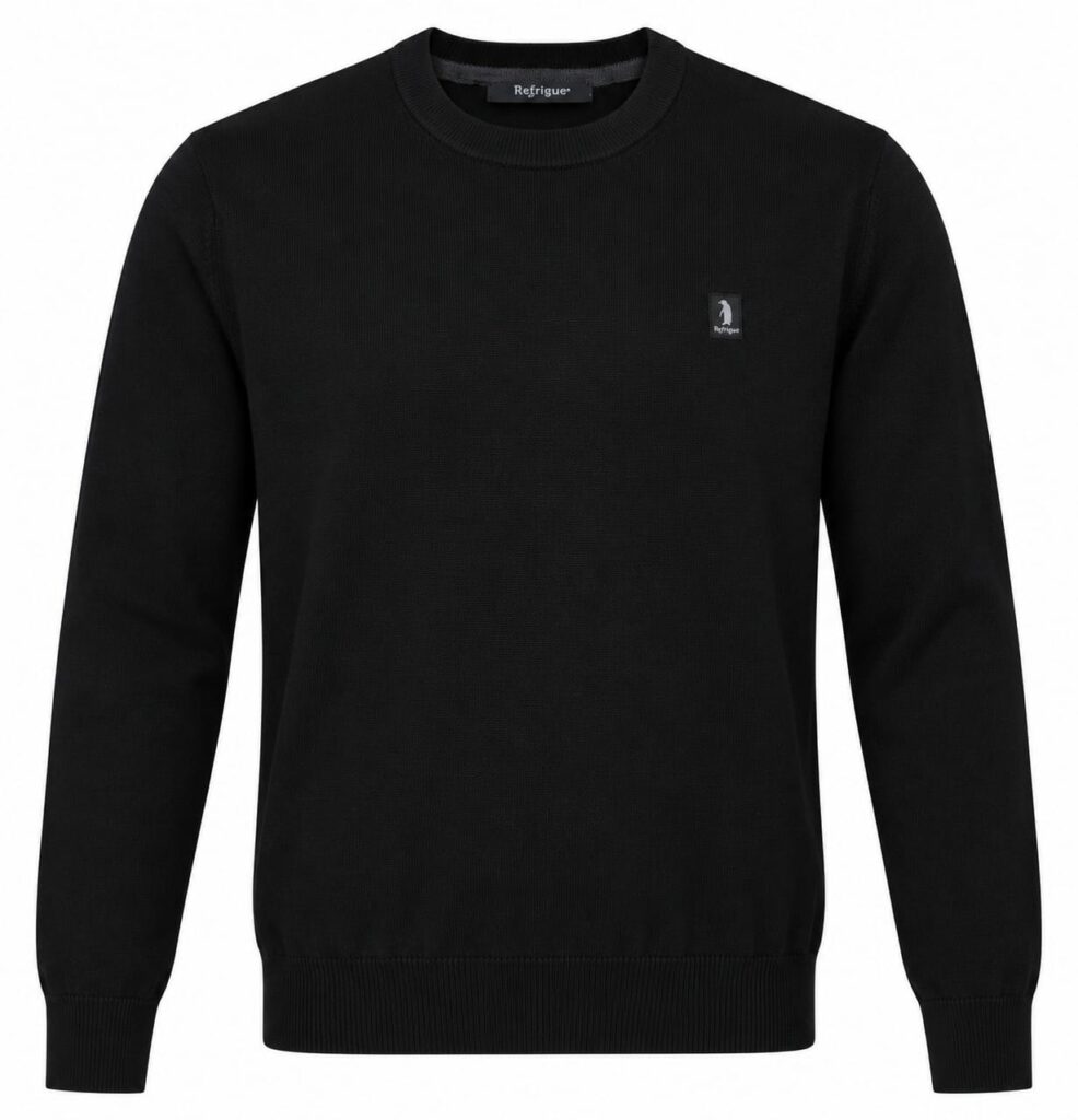 Maglione REFRIGUE Girocollo nero maglia liscia