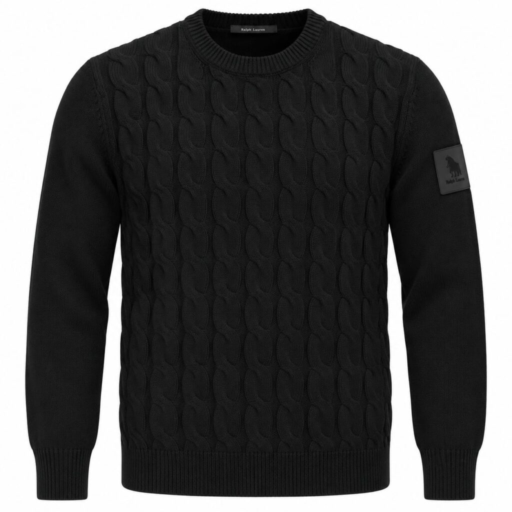 Maglione REFRIGUE Girocollo nero a trecce