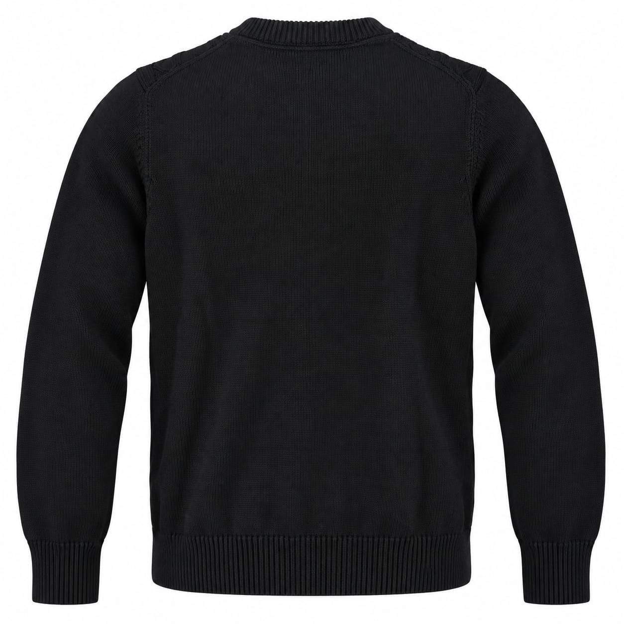 REFRIGUE Maglione girocollo nero a trecce, foto posteriore