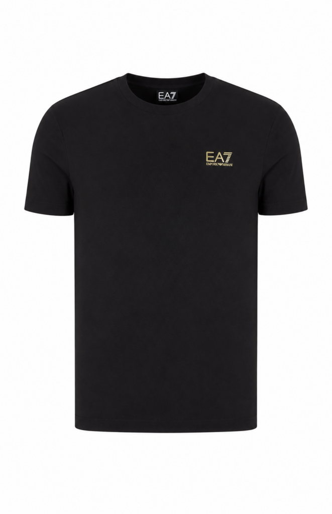 T-shirt EA7 EMPORIO ARMANI Nera con logo dorato