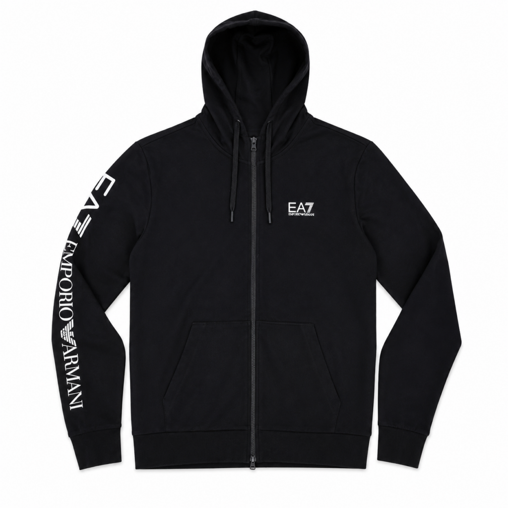 Felpa EA7 EMPORIO ARMANI Nera con cappuccio e zip