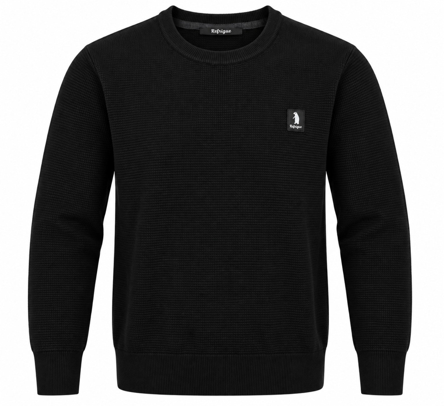 REFRIGUE Maglione girocollo nero, foto frontale