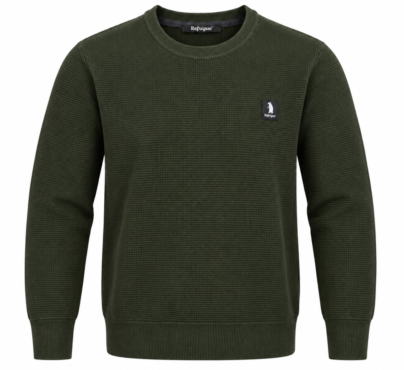 REFRIGUE Maglione girocollo verde militare, foto frontale