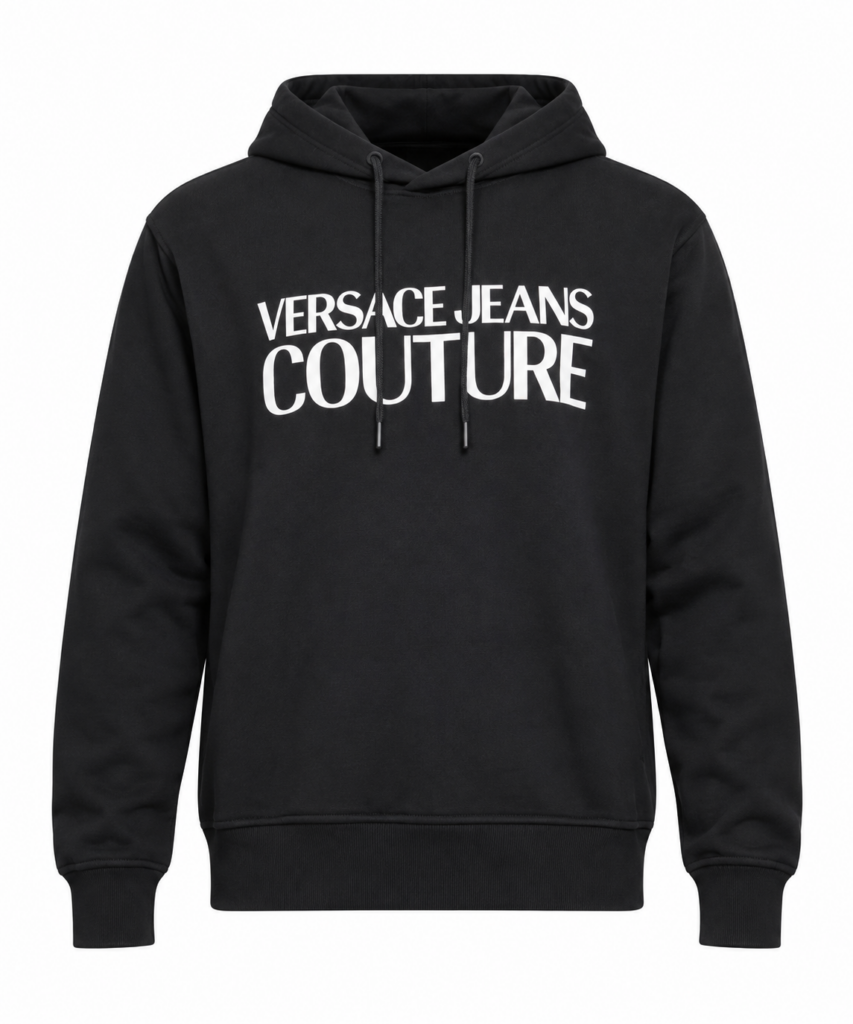 Felpa VERSACE JEANS COUTURE Nera con cappuccio e logo