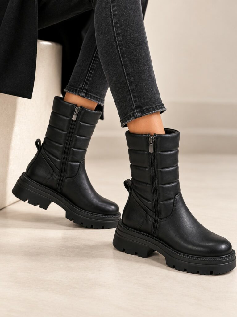 Stivaletto PIXY Donna BLACK · gambale imbottito trapuntato e zip laterale