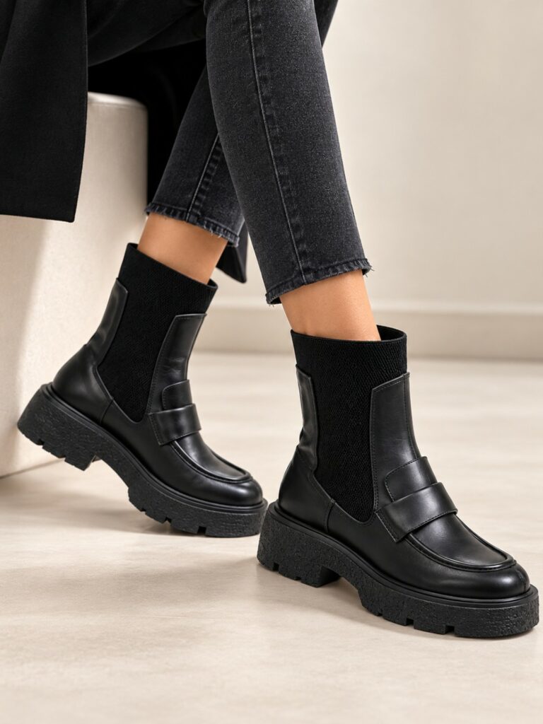 Stivaletto PIXY Donna BLACK · gambale elasticizzato e suola chunky